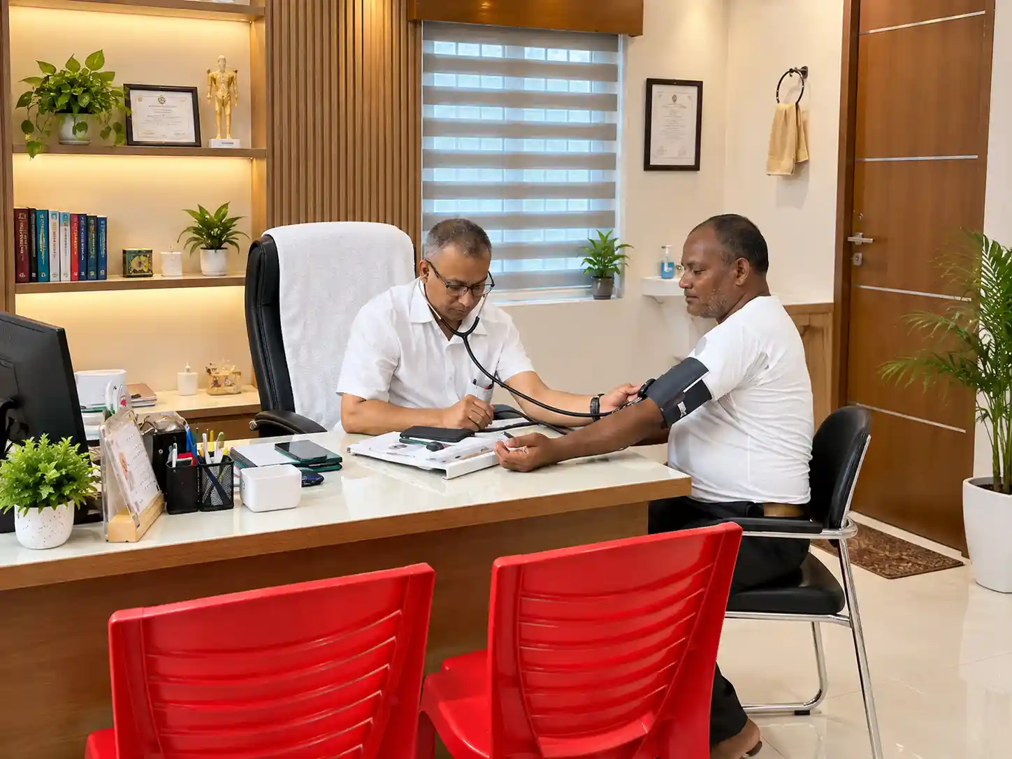 Dr. Kartick Das consulting patient in Malbazar clinic